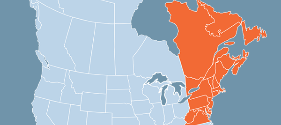 US map with orange highlight on ESA Eastern Branch States