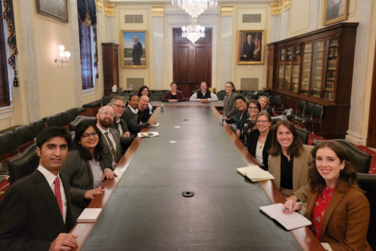 Science Policy Fellows at big table